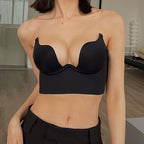Backless Bra for Low-Back Dresses with Removable Clear Straps and Underwire, Seamless Cups