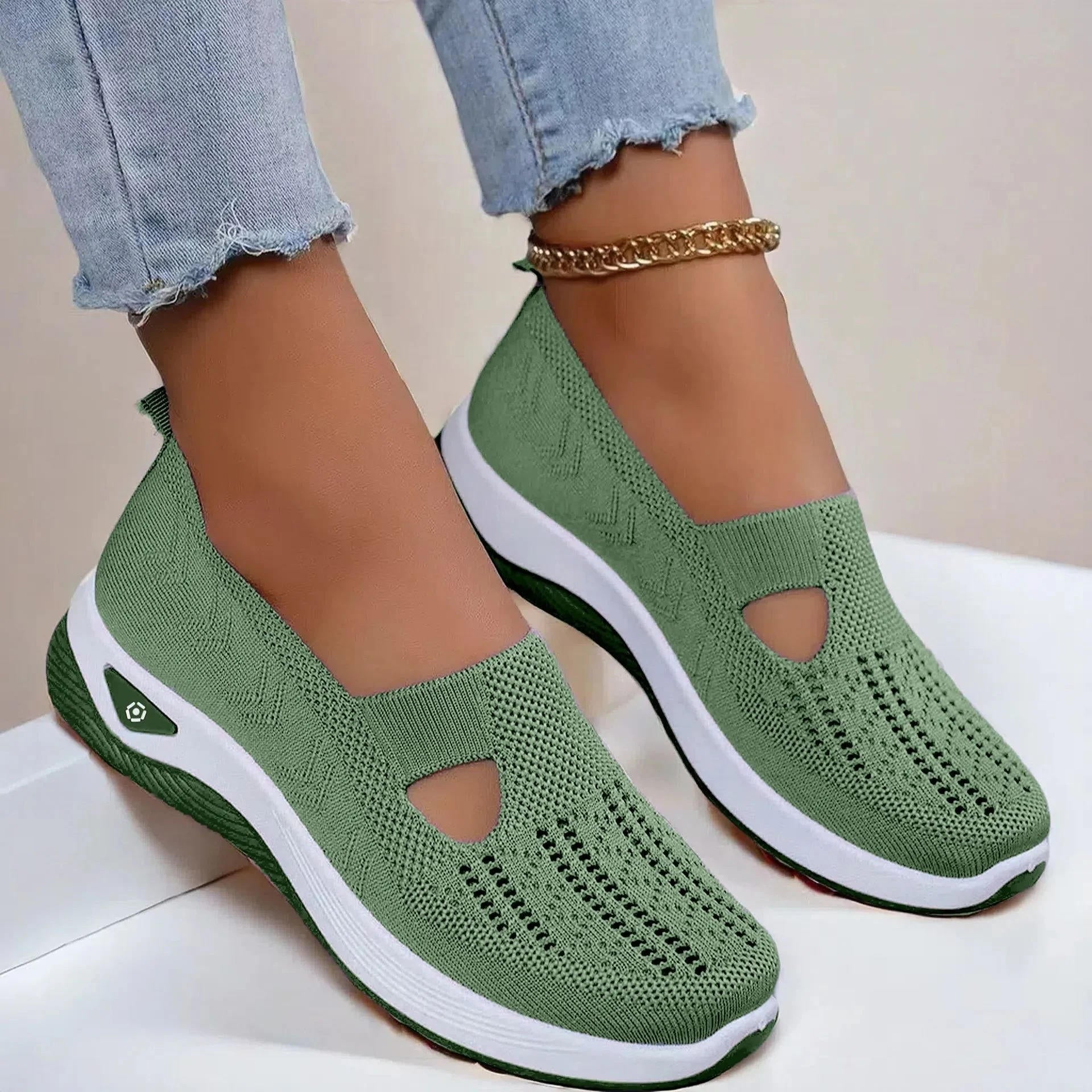 Women's Orthopedic Shoes with Memory Foam Insole and Triple Arch Support, Breathable Knit