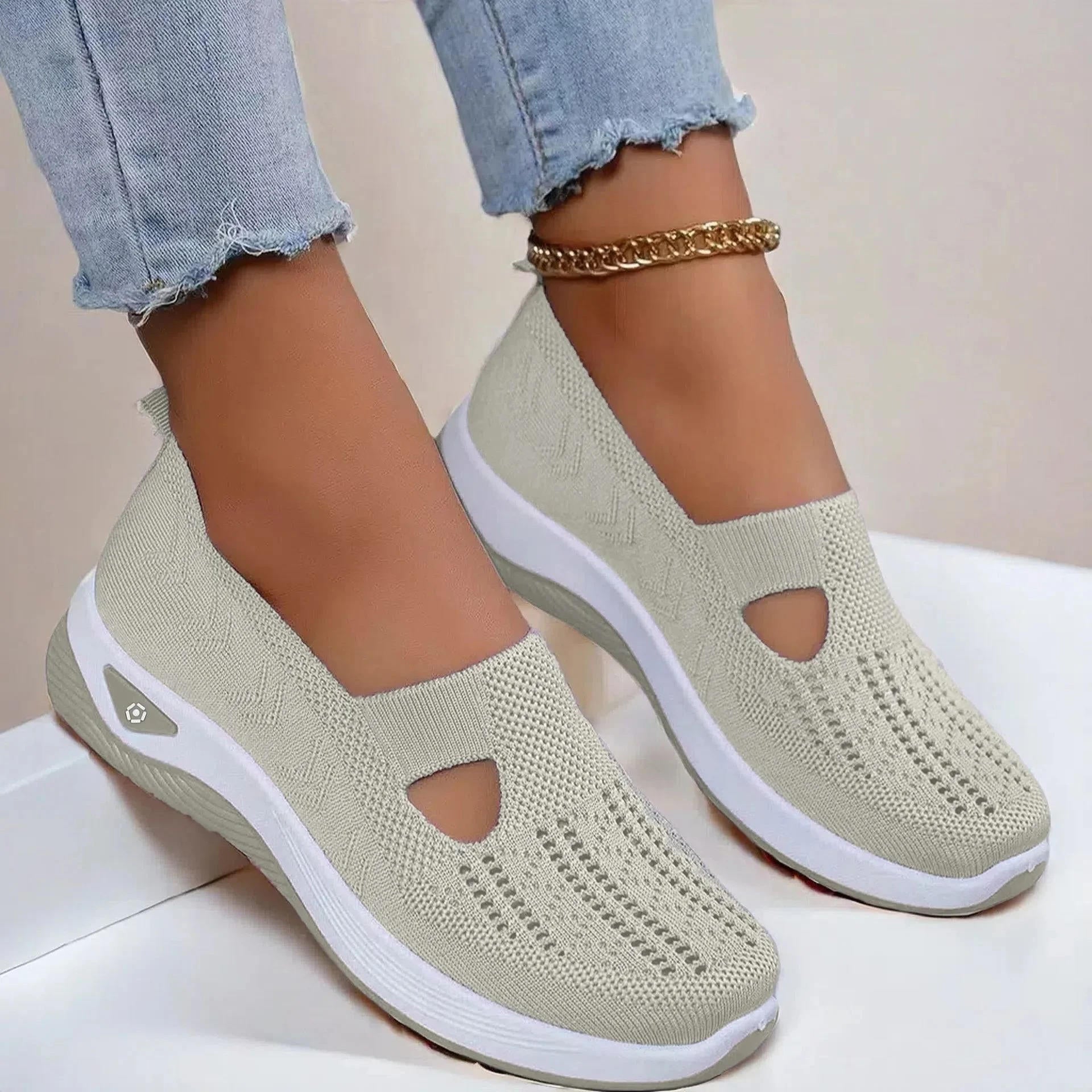 Women's Orthopedic Shoes with Memory Foam Insole and Triple Arch Support, Breathable Knit