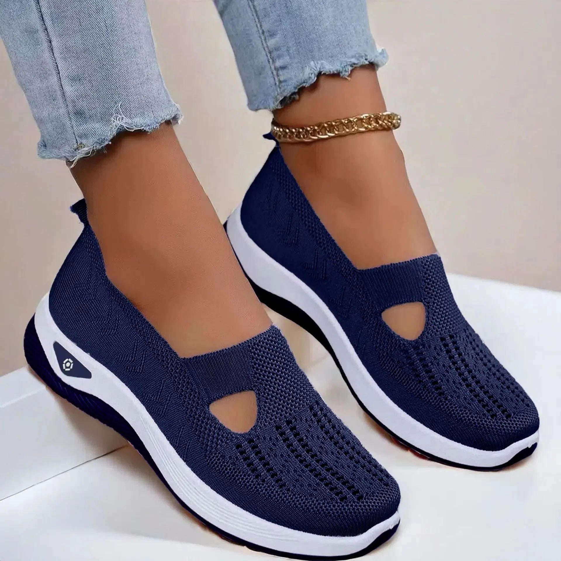 Women's Orthopedic Shoes with Memory Foam Insole and Triple Arch Support, Breathable Knit