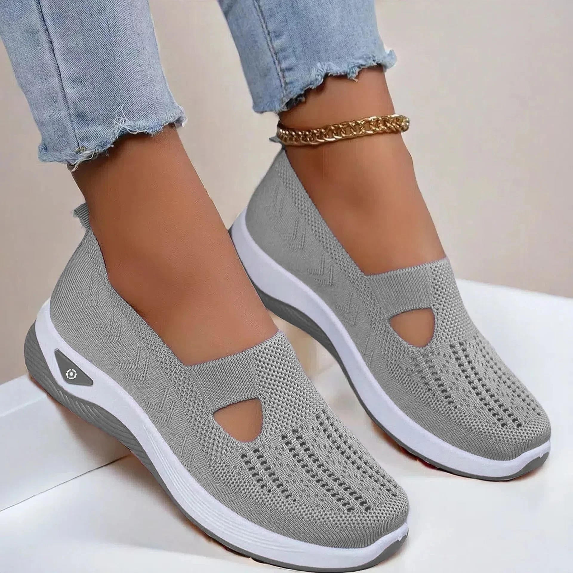 Women's Orthopedic Shoes with Memory Foam Insole and Triple Arch Support, Breathable Knit