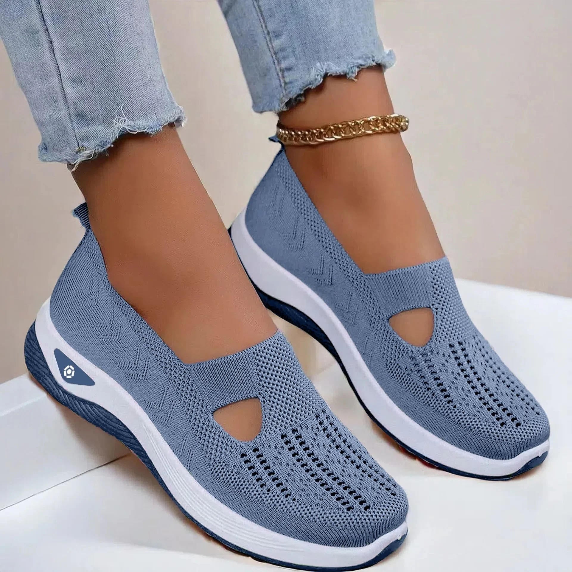 Women's Orthopedic Shoes with Memory Foam Insole and Triple Arch Support, Breathable Knit