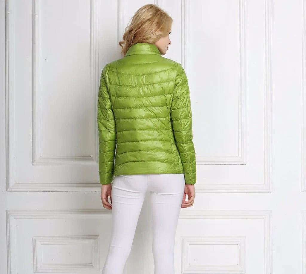 Women's Lightweight Down Jacket with Regular Fit and Short Hip Length, Machine Washable