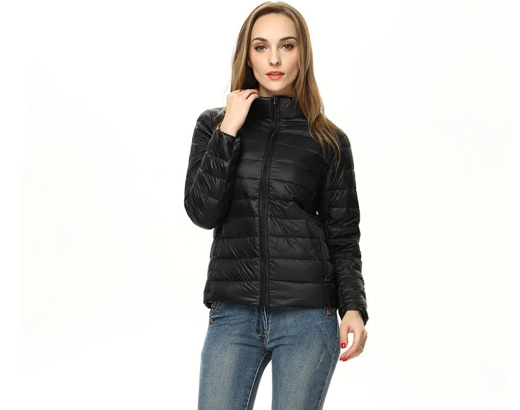 Women's Lightweight Down Jacket with Regular Fit and Short Hip Length, Machine Washable