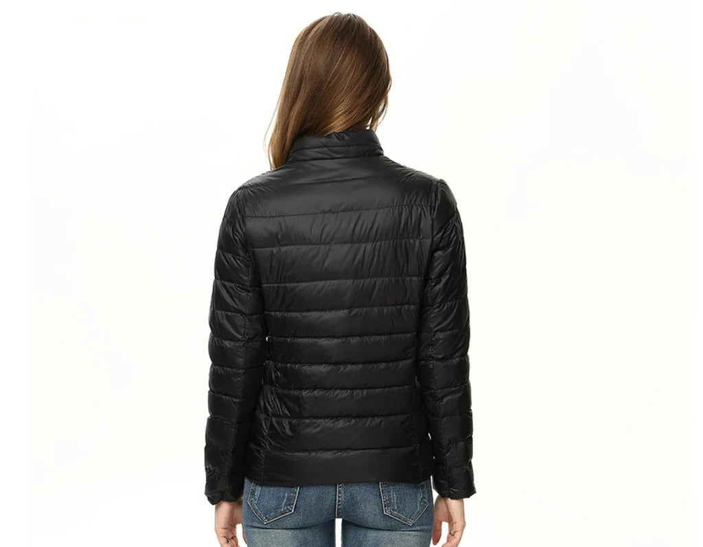 Women's Lightweight Down Jacket with Regular Fit and Short Hip Length, Machine Washable