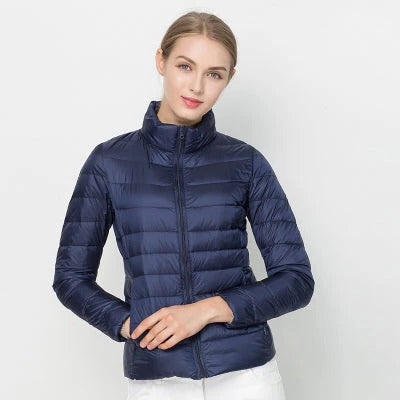 Women's Lightweight Down Jacket with Regular Fit and Short Hip Length, Machine Washable