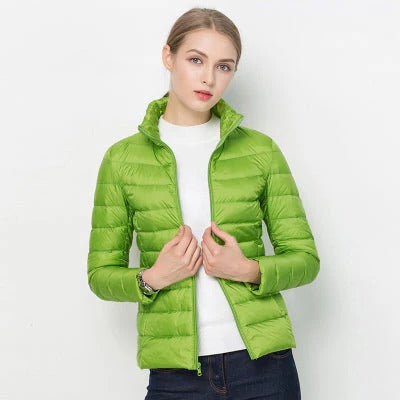 Women's Lightweight Down Jacket with Regular Fit and Short Hip Length, Machine Washable