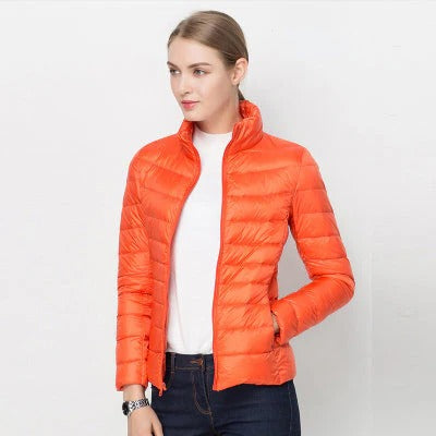 Women's Lightweight Down Jacket with Regular Fit and Short Hip Length, Machine Washable