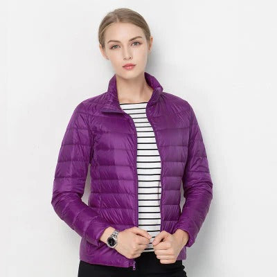 Women's Lightweight Down Jacket with Regular Fit and Short Hip Length, Machine Washable