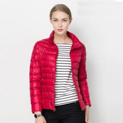 Women's Lightweight Down Jacket with Regular Fit and Short Hip Length, Machine Washable