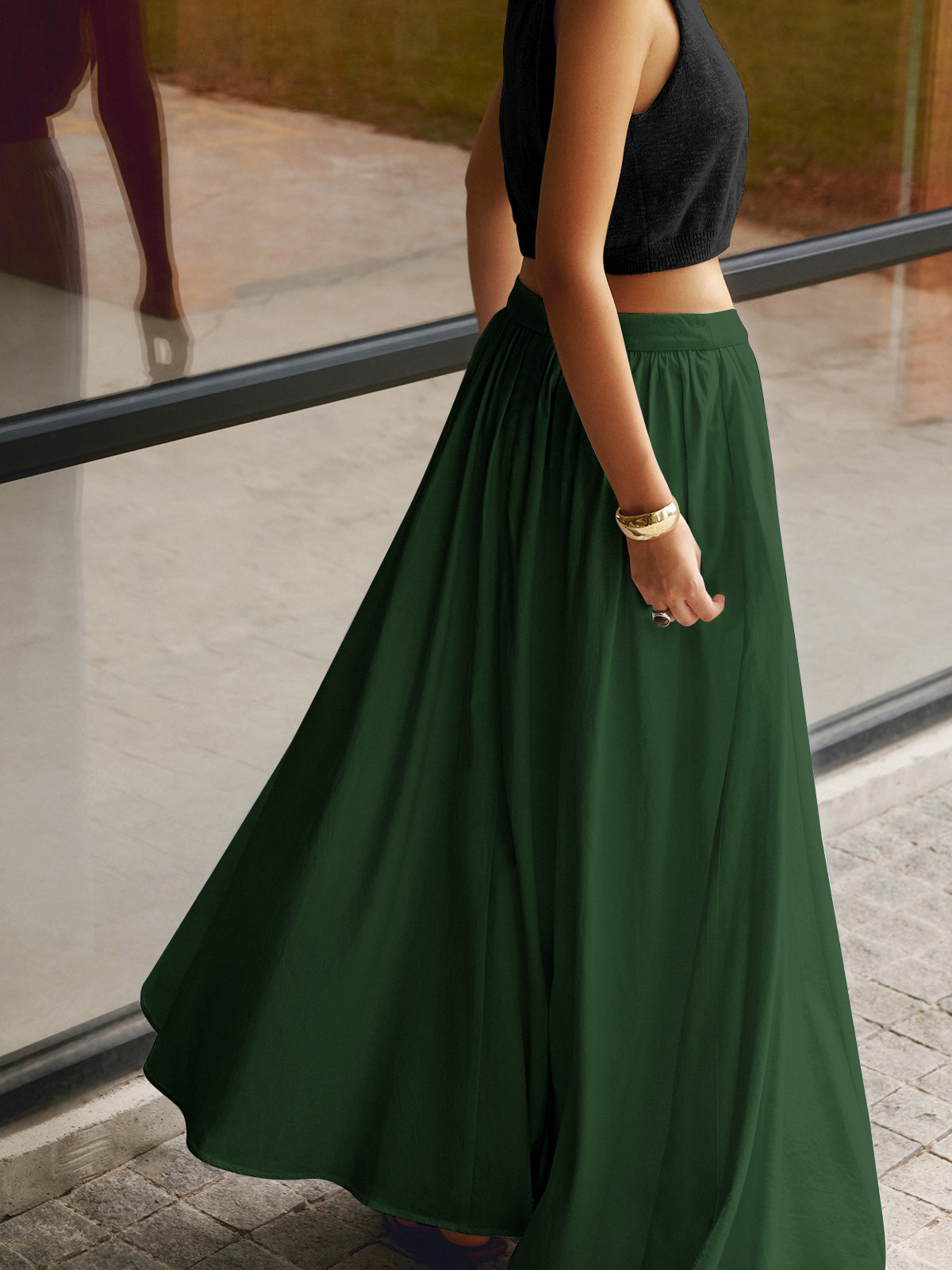 Linen Maxi Dress with High Waist and Breathable Viscose-Linen Blend, Non-Stretch