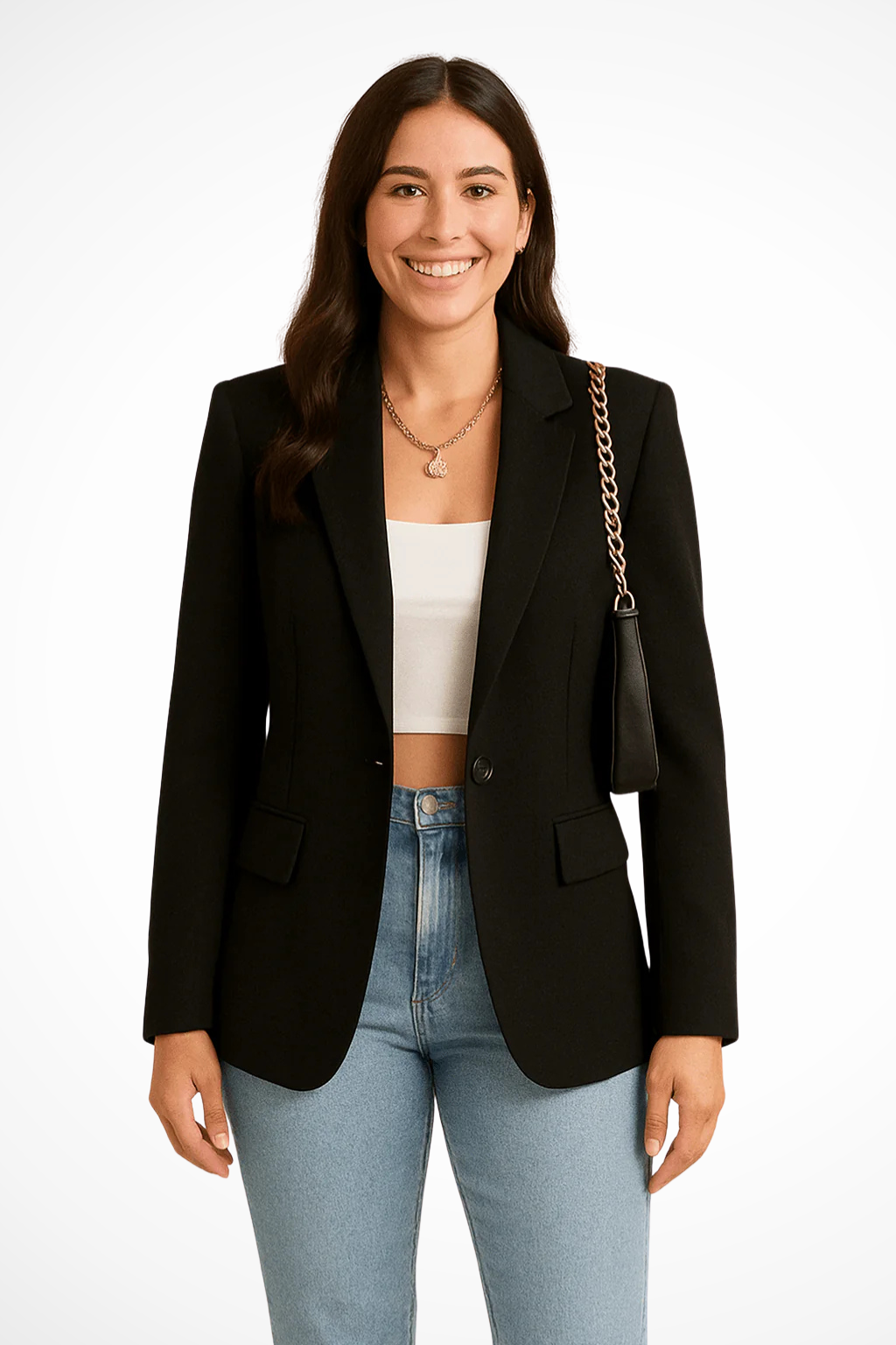 Nicolette | Women's Black Single Button Blazer - Black - Image 1